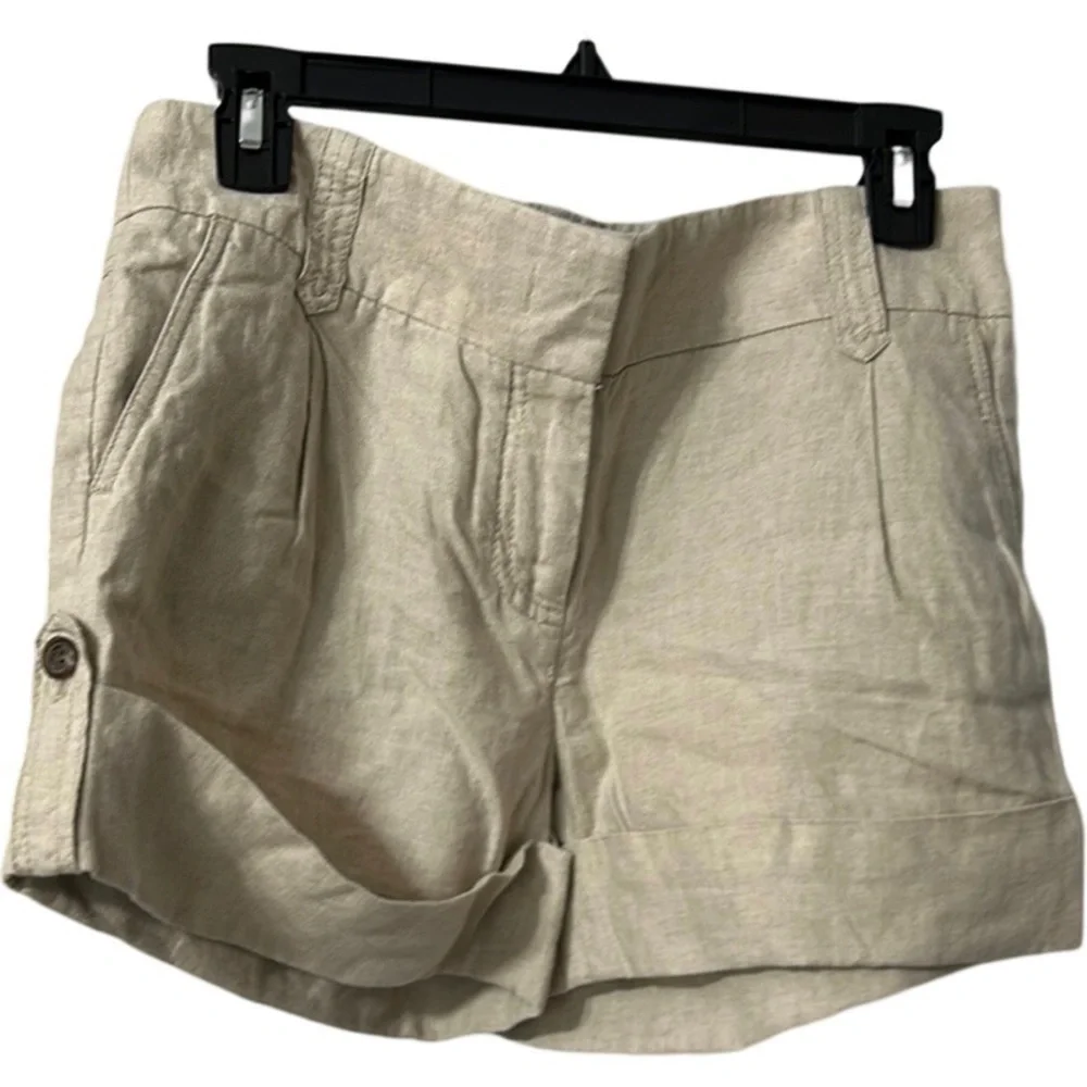 J Crew “City Fit” linen high waisted cuff chino shorts size 4